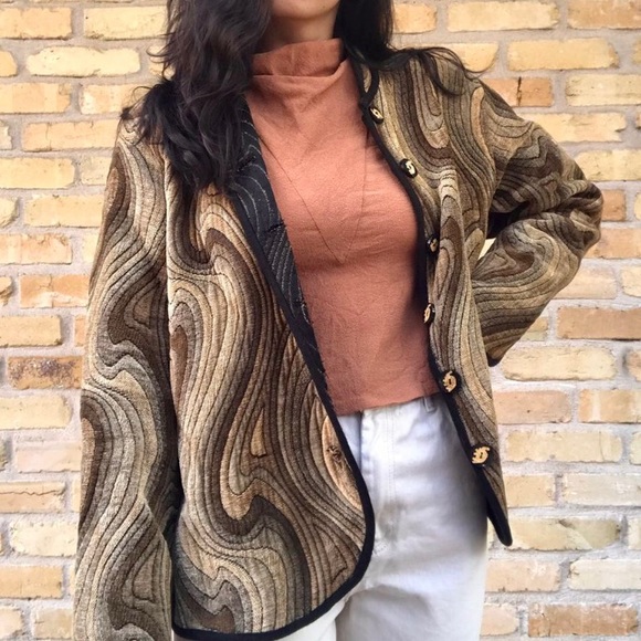 vintage 70s/80s geometrical blouse 🌚 handmade - Picture 2 of 5